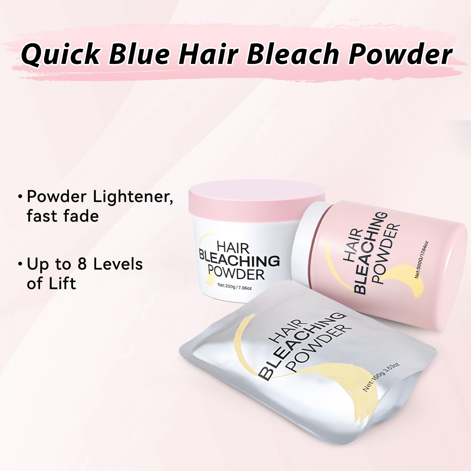 Hair Bleach Powder, Professional Lightening Bleach for Hair, Strong & Gentle Bleach Powder for Hair, Up to 8 Levels of Lift for Hair Highlights(200g/7.02oz)