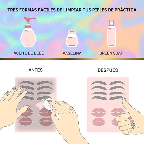 6 pcs Microblading Practice Skin - Inkless Double Sided Practice Skin For Eyebrow Tattoos - Fake Skin Sheets - Microblading Supplies - Microshading Kit - PMU Supply