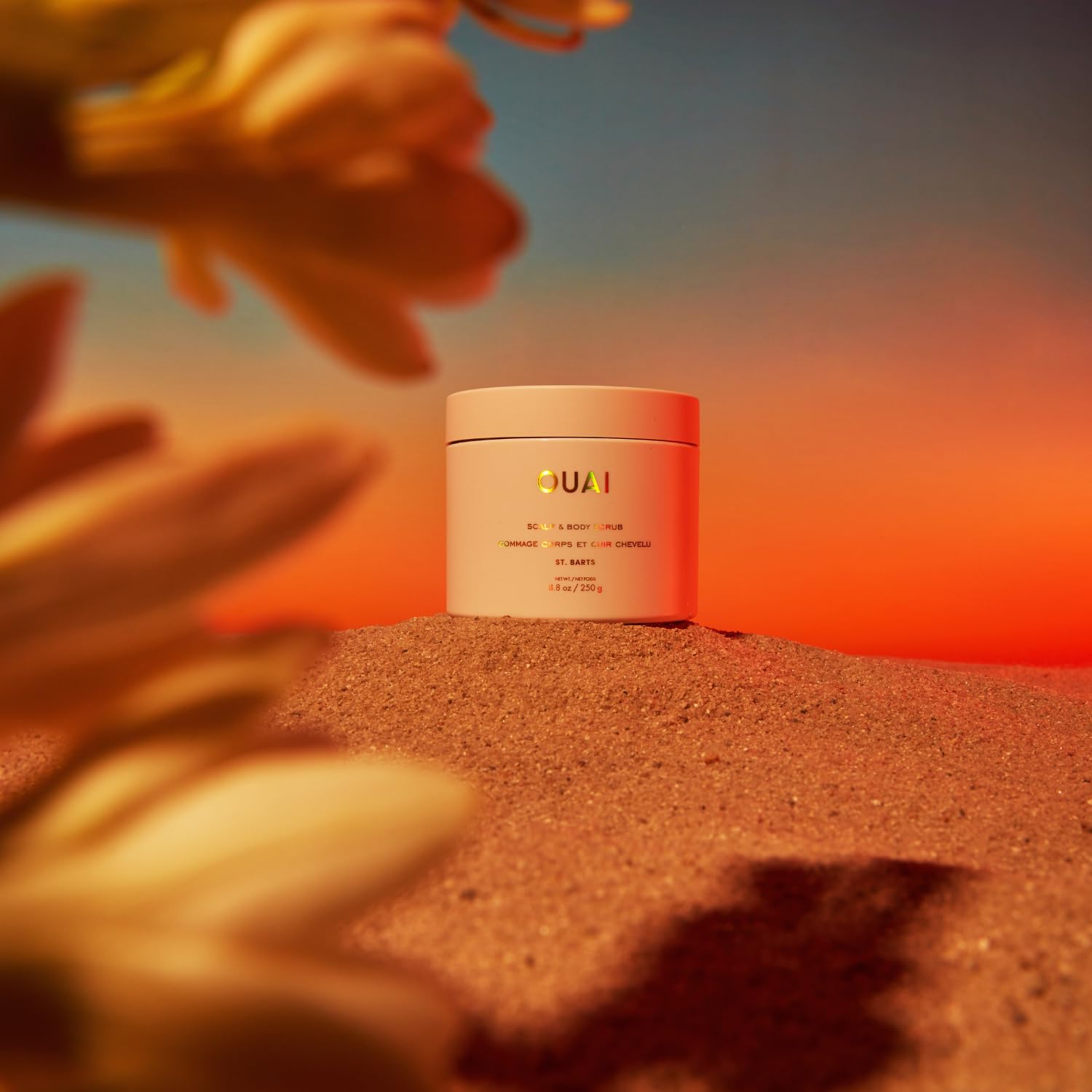 OUAI Scalp & Body Scrub, St. Barts Travel Size - With Sugar & Coconut Oil Blend for Smooth Moisturized Skin - Gentle Scalp Scrub for Removing Product Build Up (3.4 Oz)