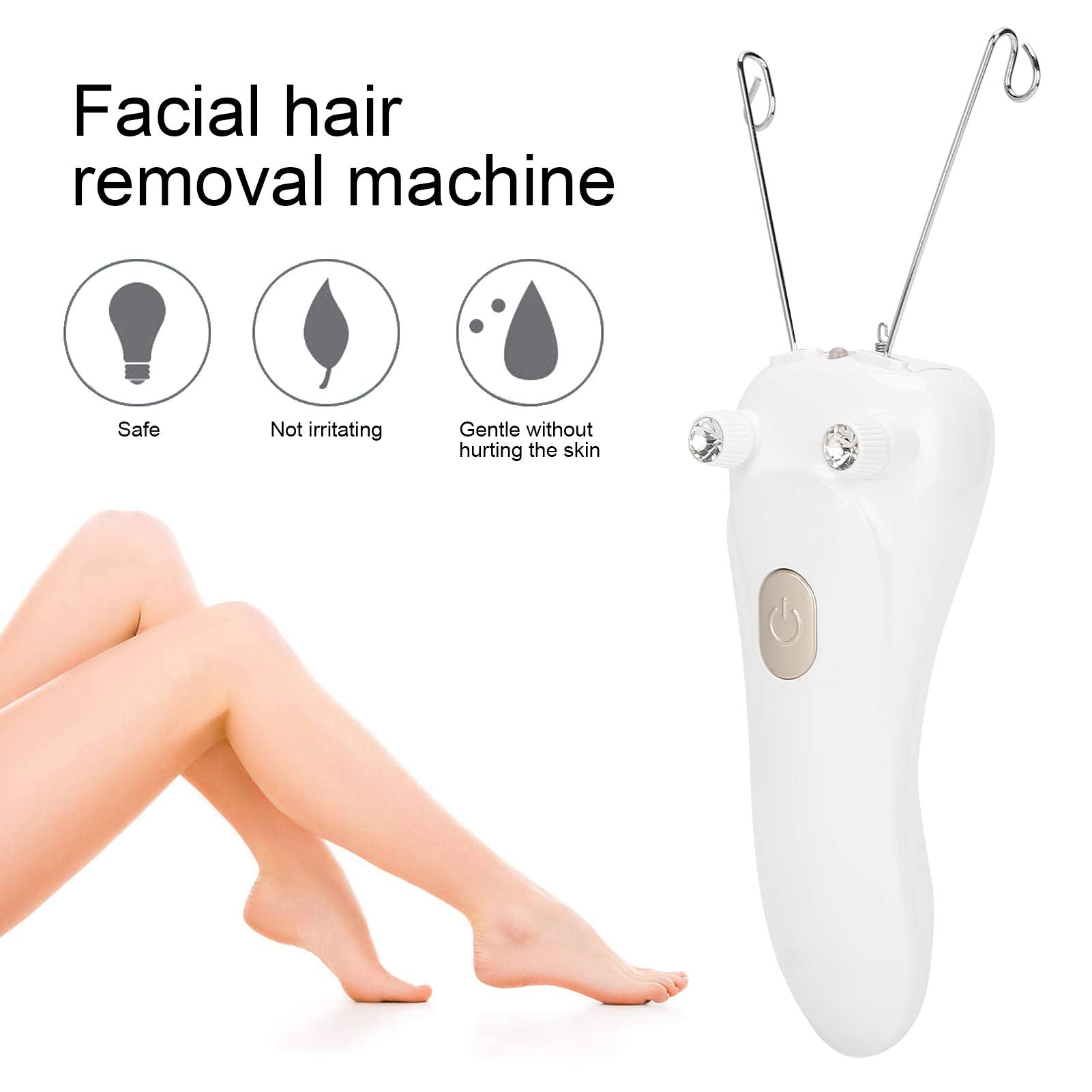 Sunicon Facial Threading Hair Removal, USB Rechargeable Electric Women Cordless Facial Threading Epilator Ladies Beauty Epilator Trimmer Cotton Threading Tool for Body Facial Pull(Gold)