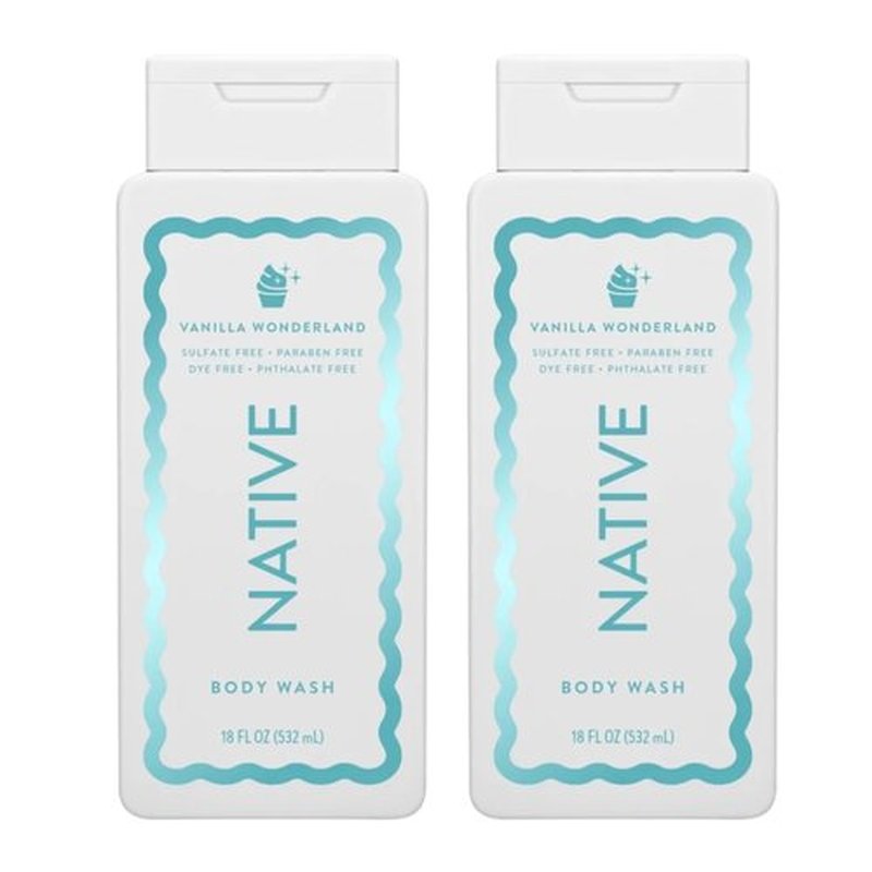Native | Vanilla Wonderland Body Wash - Holiday Limited Edition, Sulfate & Paraben Free, 18 Fl Oz (Set of 2)