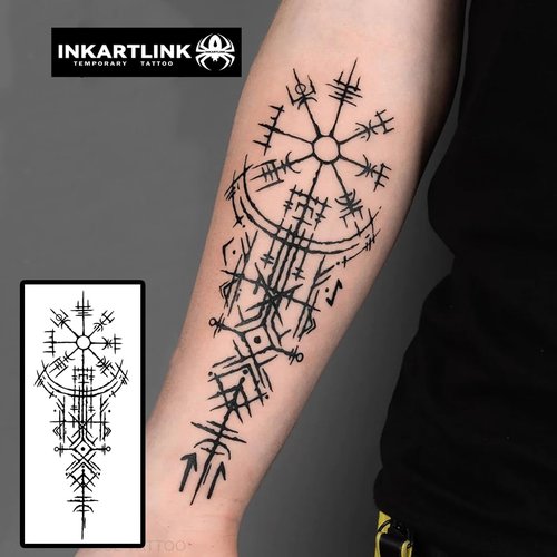 INKARTLINK Semi Permanent Temporary Tattoos, Niche Unique Tattoos, Realistic Tattoos, Waterproof and Non-reflective, Exquisite Packaging, Unique Design (Ancient Symbols 1)