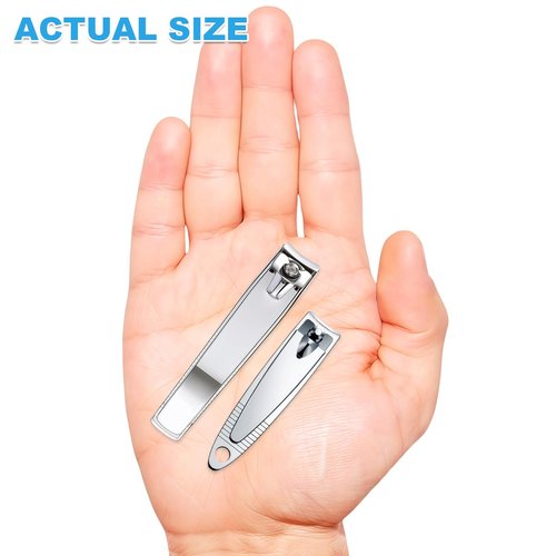 Keeshibao 20-Pack Stainless Steel Fingernail & Toenail Nail Clippers Bulk Set - 12 Small + 8 Medium Size with Storage Pouch, Manicure Kit for Men/Women Travel, Gifts, Homeless Care Supplies