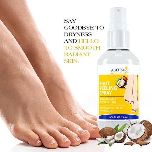 Instant Foot Peeling Spray- Coconut Foot Peeling Spray Instantly Remove Dead Skin, Hydrate & Nourish. Exfoliate Dry, Rough Skin- 4 fl.oz