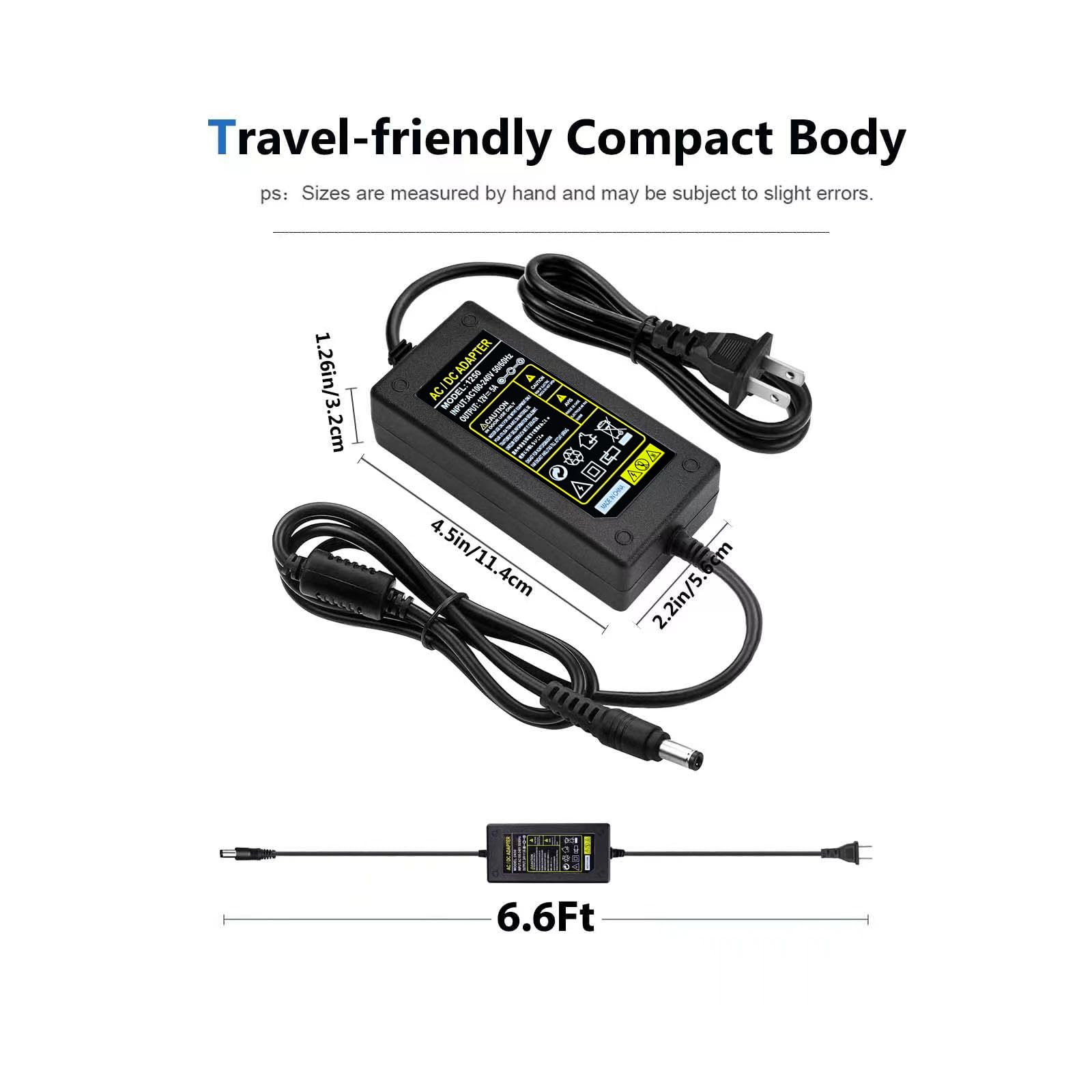 Replacment for Sceptre Monitor Power Cord 12V 5A AC Adapter for Sceptre EC Series 32" 30" 27" 24" 22" 20" 19" 15" E248W E225W E205W E275W E209W Monitor Power Supply Cord Charger & More 12V 5V 4A 3A 2A