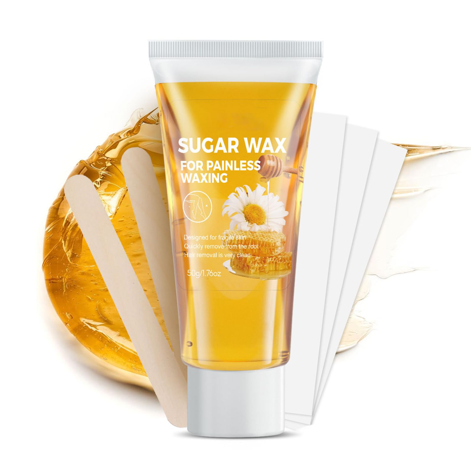 Sugar Wax Kit for Women - Sugaring Hair Removal At Home Waxing System, Painless No Strips No Heat, 1.76oz for All Skin & Hair Types, Cera Depilatoria Para Mujer