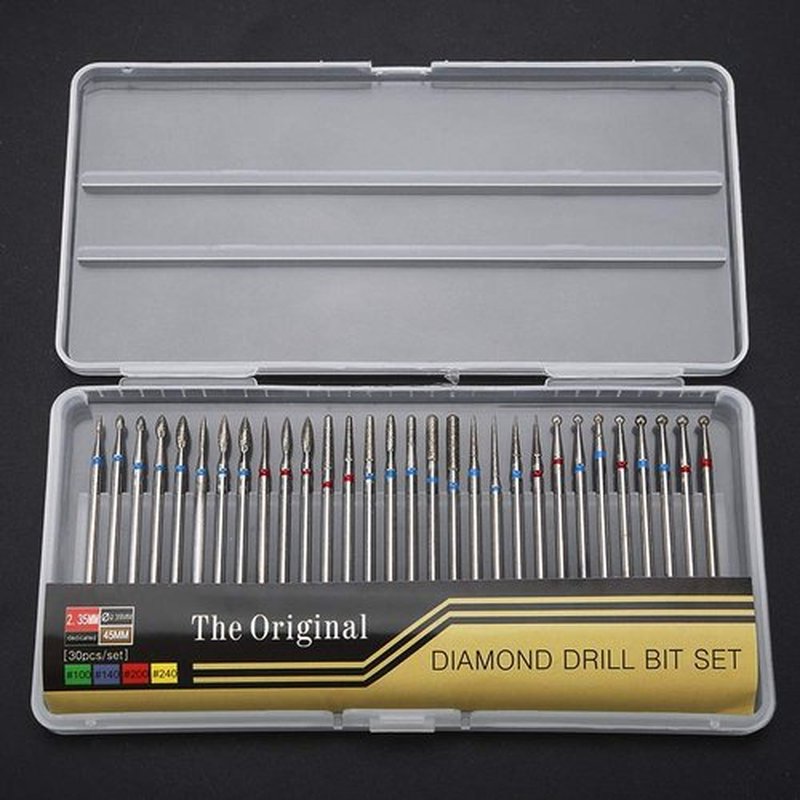 Drill Nail Bit Set,30Pcs/Set Drill Nail Bit Cuticle Dead Skin Clean for Nail Files Manicure Tools, Professional nail drill for nail salon or manicure