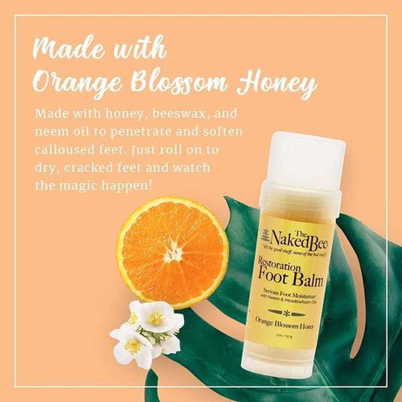 The Naked Bee Orange Blossom Honey Serious Hand Repair Cream 3.25oz Orange Blossom Honey Restoration Foot Balm, 2oz