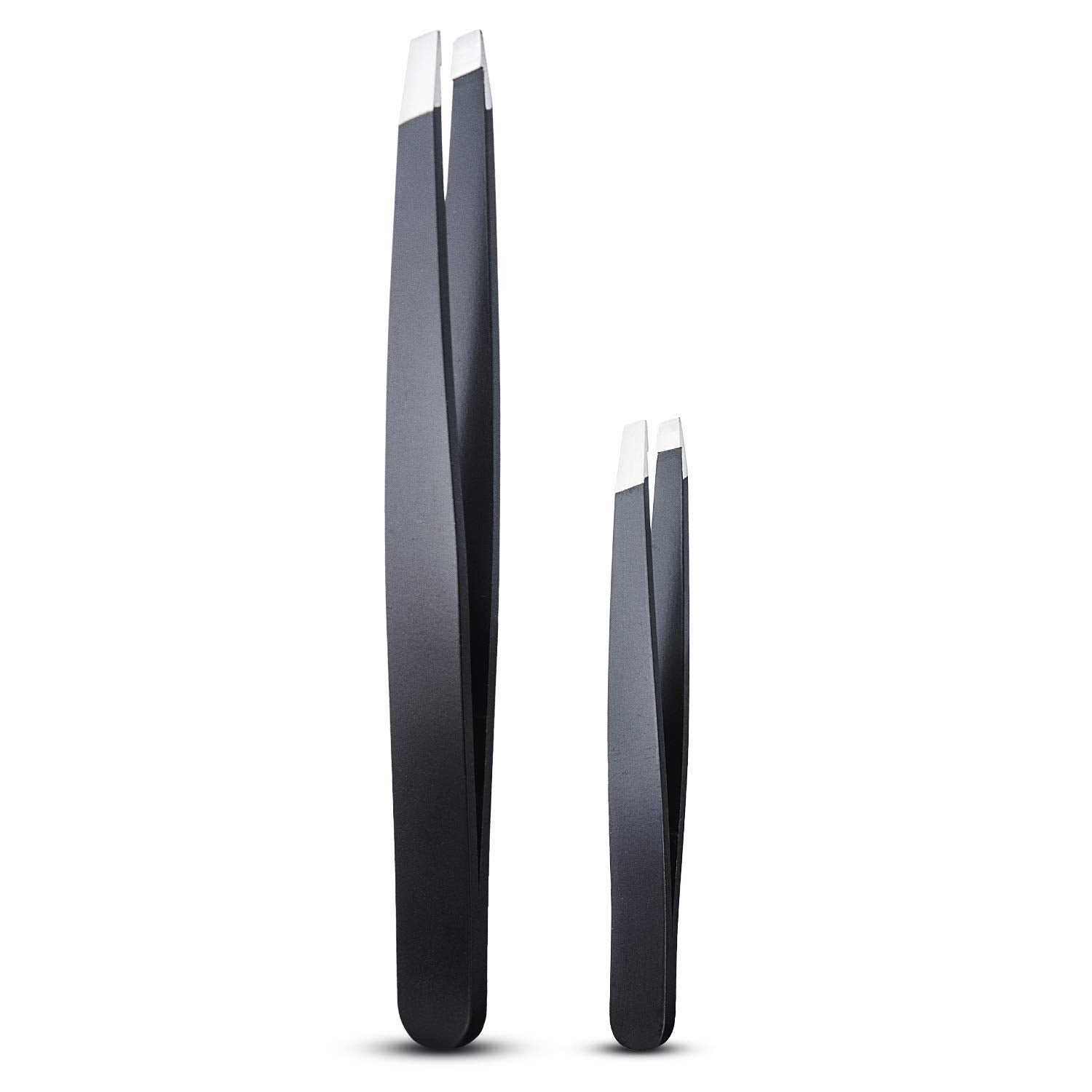 LePinko 2PCS Tweezers Set for Women and Men, Precision Tweezer kit for Ingrown hair, Facial Hairs, Chin Hair, and Splinter Removal, Professional Eyebrow Plucker Tweezers, Black