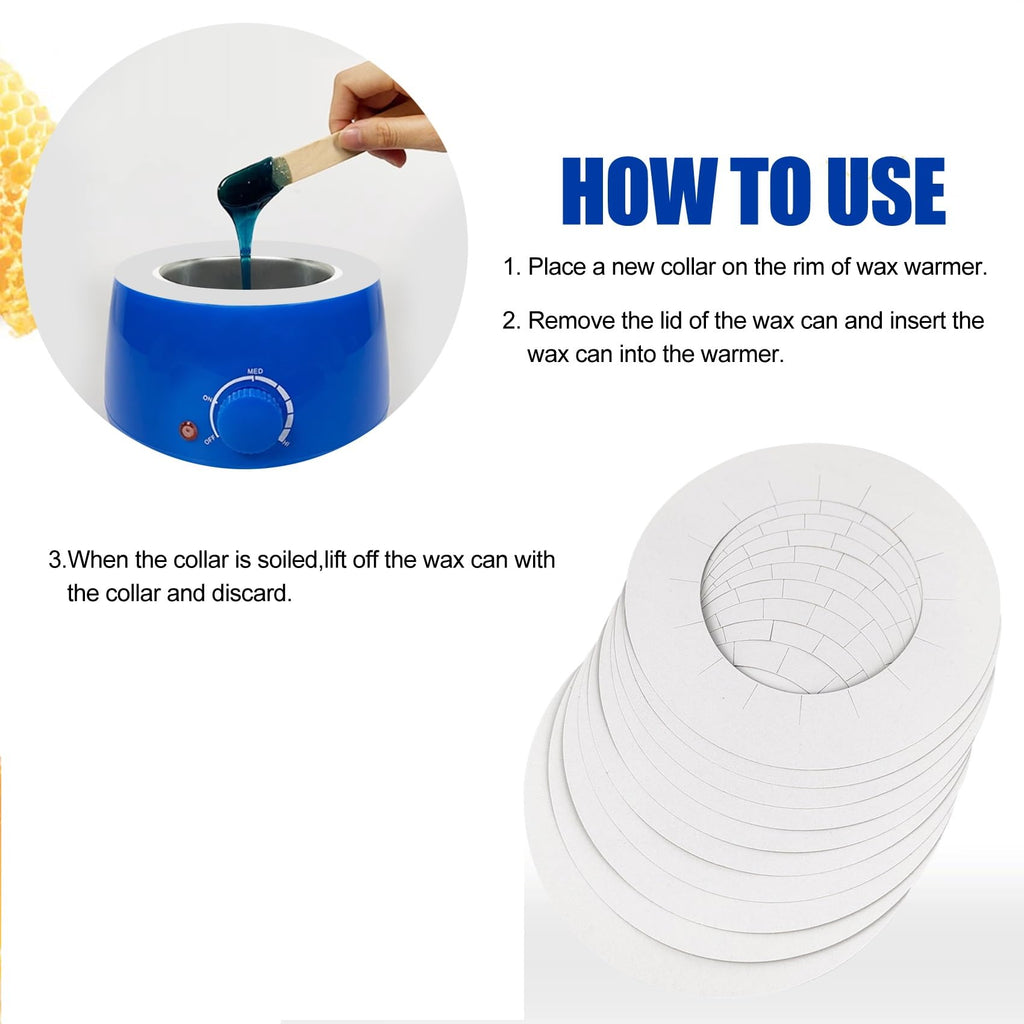 30 Pieces Clean Collars for Wax Warmer, Wax Universal Protective Collors for Wax Can, Waxing Supplies (White, 30 Pack)