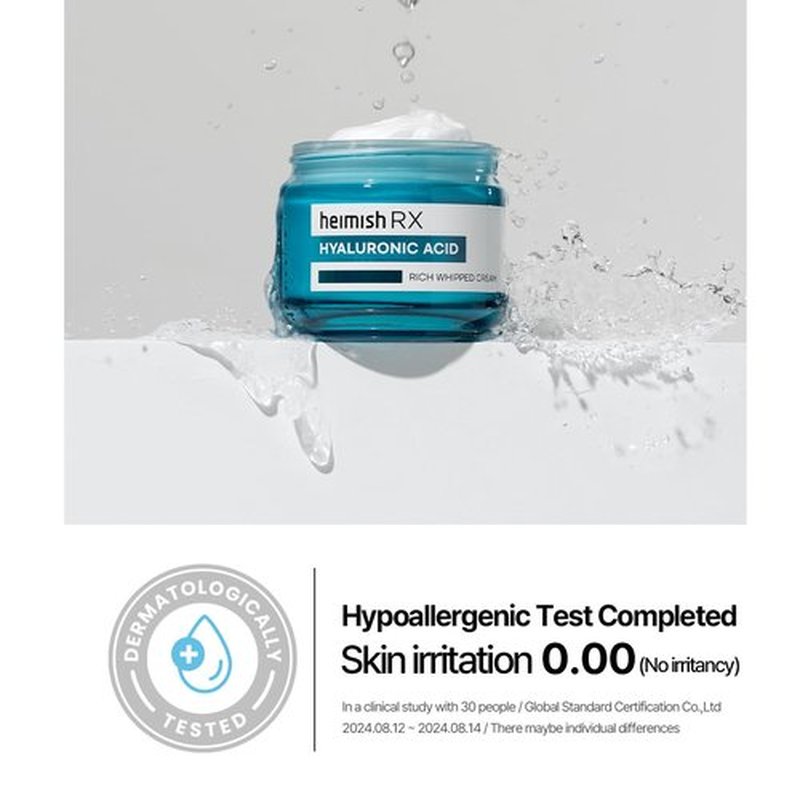 HEIMISH RX Hyaluronic Acid Rich Whipped Cream - Deep Moisturizer for Sensitive and Dry Skin, Daily Face Cream, Lightweight, with Hyaluronic Acid, Panthenol, Korean Skincare, 50ml (1.69 fl. oz)