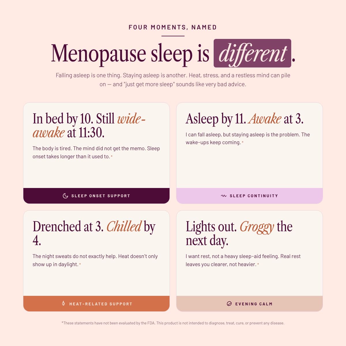 SEASON34 Menopause & Perimenopause Sleep Support for Women 35+ | Night Sweats & Hot Flash Relief, Herbal Non-Hormonal, Melatonin-Free, 60 Count