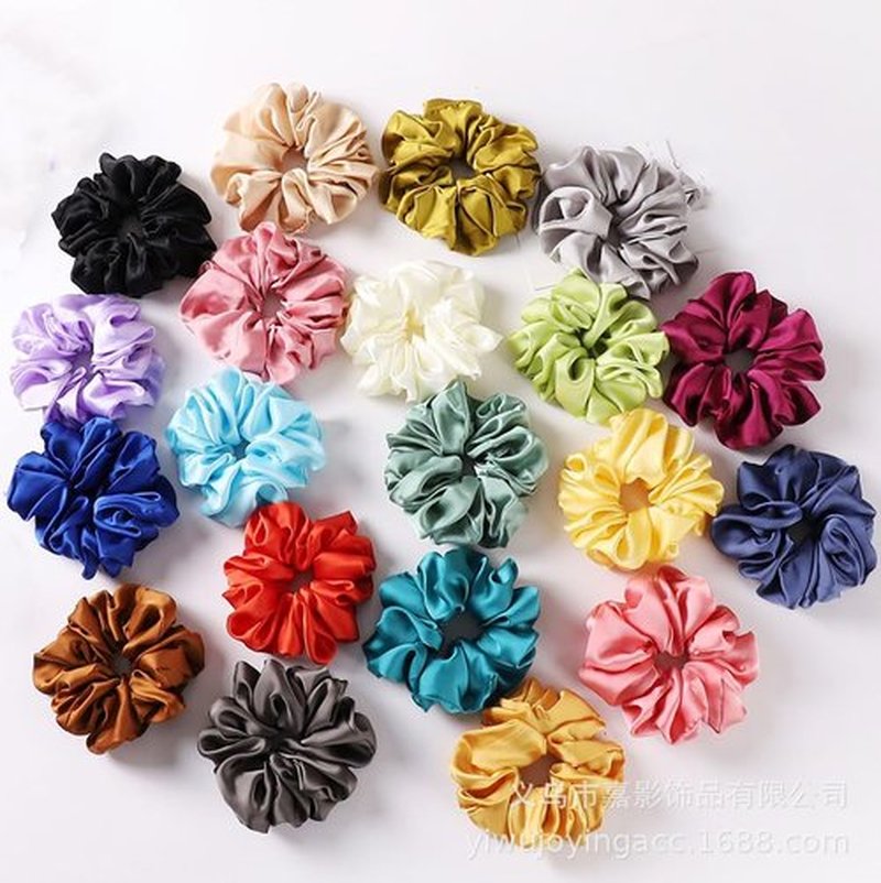 4 Packs Extra Large Satin Silk Hair Scrunchies Soft Big Oversized Scrunchy Thick Elastic Fluffy Hair Ties Ponytail Holder Jumbo Scrunchies for Women and girls