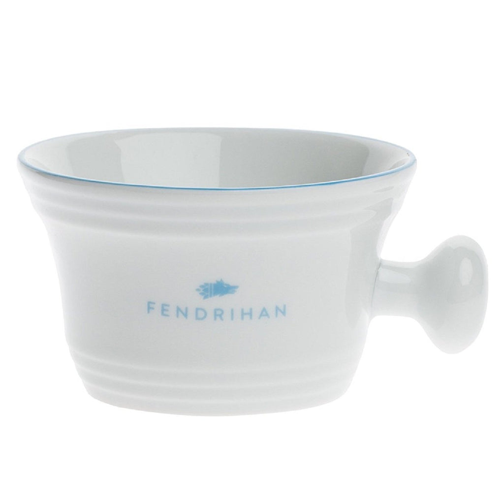 Fendrihan Porcelain Shaving Mug for Lathering, Hand-Painted Rim (Light Blue)