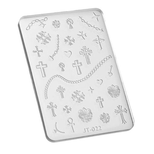 Nail Art Silicone Mold, Nail Decoration Silicone Mould, 3D Nail Art Carving Mold Templates for Precise Embossed Pattern, Nail Tools Nail Charms for Acrylic Nail DIY Craft (Cross)