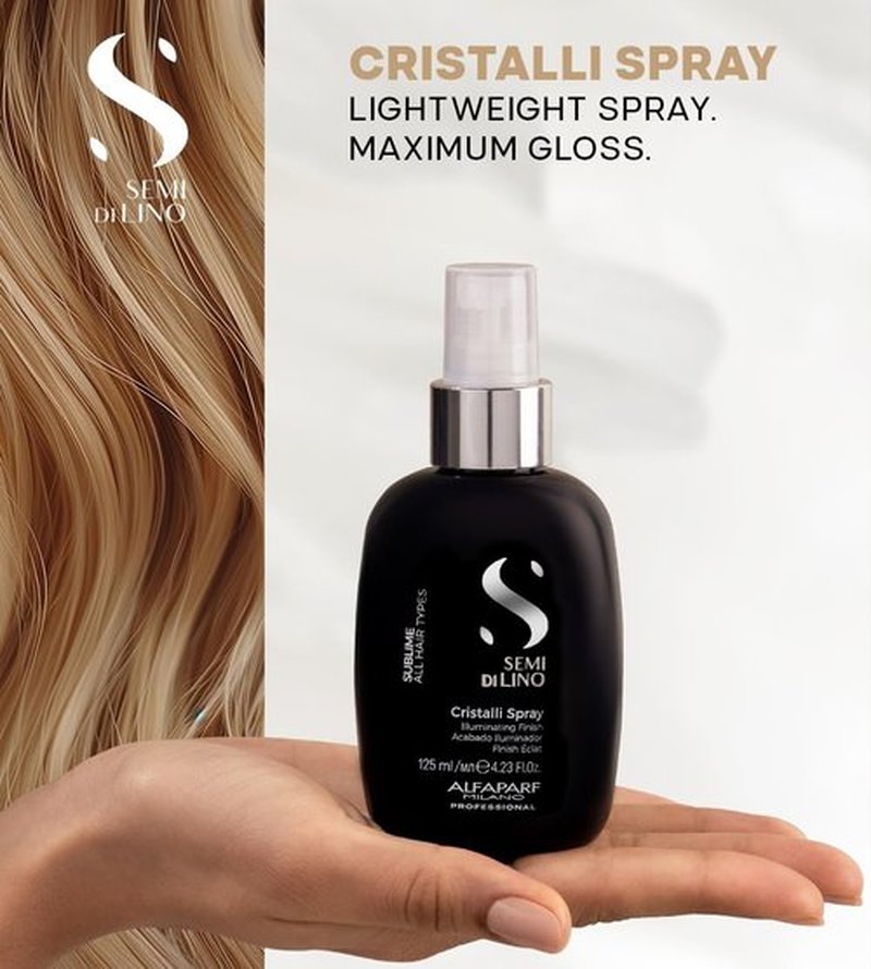 ALFAPARF MILANO Semi Di Lino Sublime Cristalli Smoothing Spray - Lightweight Hair Oil Serum for Gloss & Shine (4.23 fl oz)