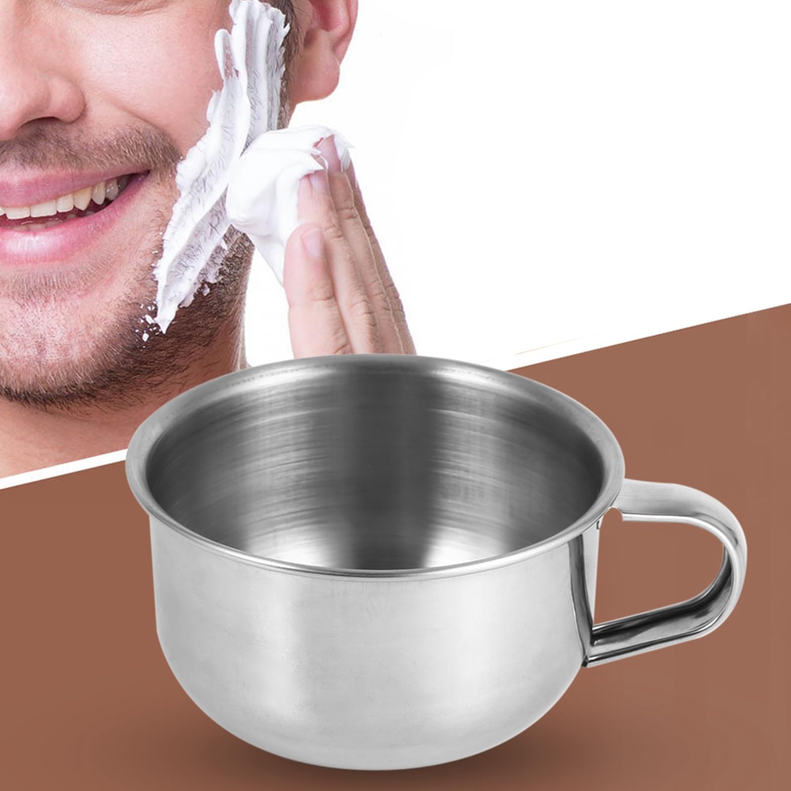 GBSCLOVER Stainless Steel Shaving Bowl, Lightweight Shaving Soap Bowl With Handle, Stylish Shave Bowl Suitable for Traditional and Modern Form of Shaving, 4.3 x 2.0in