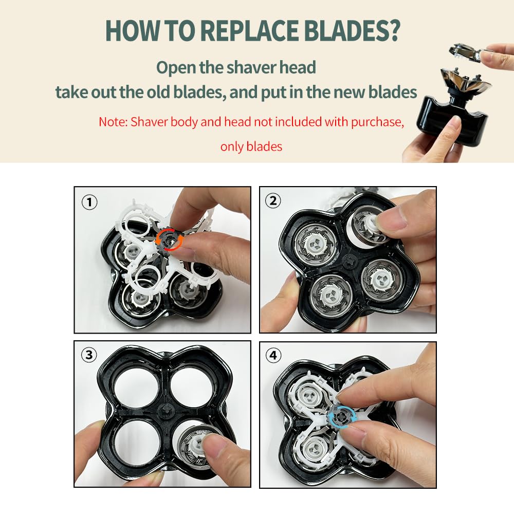 Shaver Replacement Blades for Skull Shaver Pitbull Replacement Blade,Replacement Heads for Pitbull Gold/Silver/Platinum Pro Shaver (4 Blades)