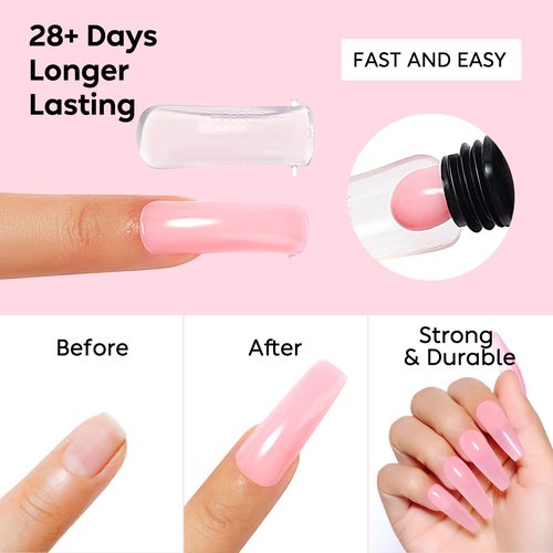 AIMEILI Hema Free Poly Nail Extension Gel Kit, 6 Colors Neon Pink, DIY Salon Nail Art Design At Home Gift for Women - 12
