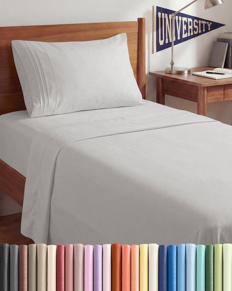 Skiennix Twin XL Sheet Set - Comfy Cooling Bed Sheets | Hotel Luxury Bedding - Deep Pockets, Soft, Wrinkle-Free - French Grey