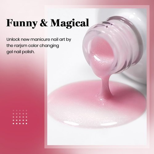 RARJSM Color Changing Gel Nail Polish Nude Silver Glitter Milky White to Pink Thermal Mood Temperature Change Ombre Gradient Shimmer Gelpolish Soak off for Nail Art Manicure DIY Salon at Home 15ML