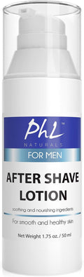 PHL Naturals Unscented Aftershave for Men - Fragrance-Free, Alcohol-Free Lotion for Sensitive Skin - Soothes Razor Burn, Moisturizes - 1.75 oz