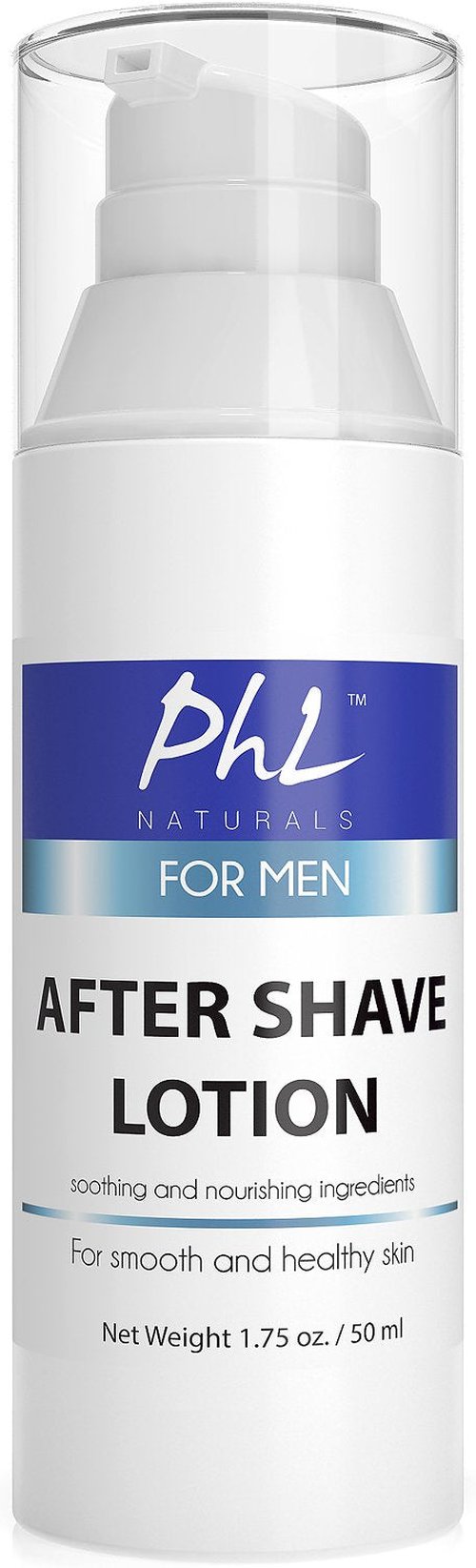 PHL Naturals Unscented Aftershave for Men - Fragrance-Free, Alcohol-Free Lotion for Sensitive Skin - Soothes Razor Burn, Moisturizes - 1.75 oz