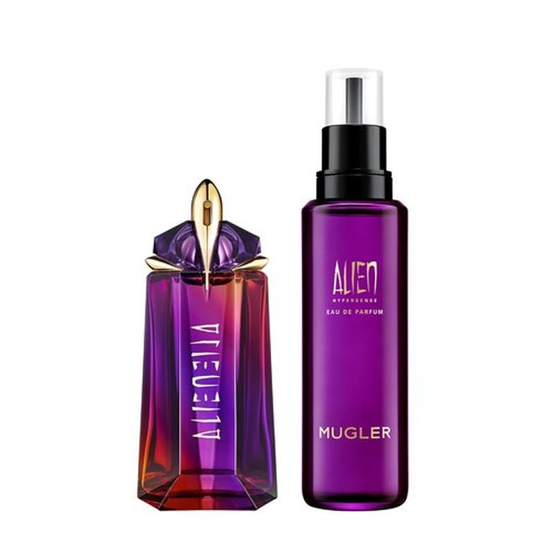 Mugler Alien Hypersense Eau de Parfum | Women's Floral Woody Perfume Refill Bundle - 2 Fl Oz & 3.3 Fl Oz