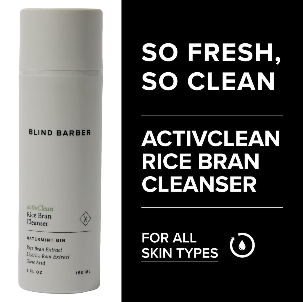 Blind Barber ActivClean Rice Bran Daily Face Cleanser - Hydrating Foaming Formula with Rice Bran Extract & Oleic Acid (5oz)