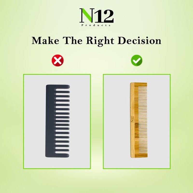 N12 Products 5 Bamboo Wood Pocket Beard Comb Set of 5, 100% Natural wooden combs for Beard, Hair, Mustache, Men & Women, Travel-Friendly, Eco-Friendly Grooming Solution