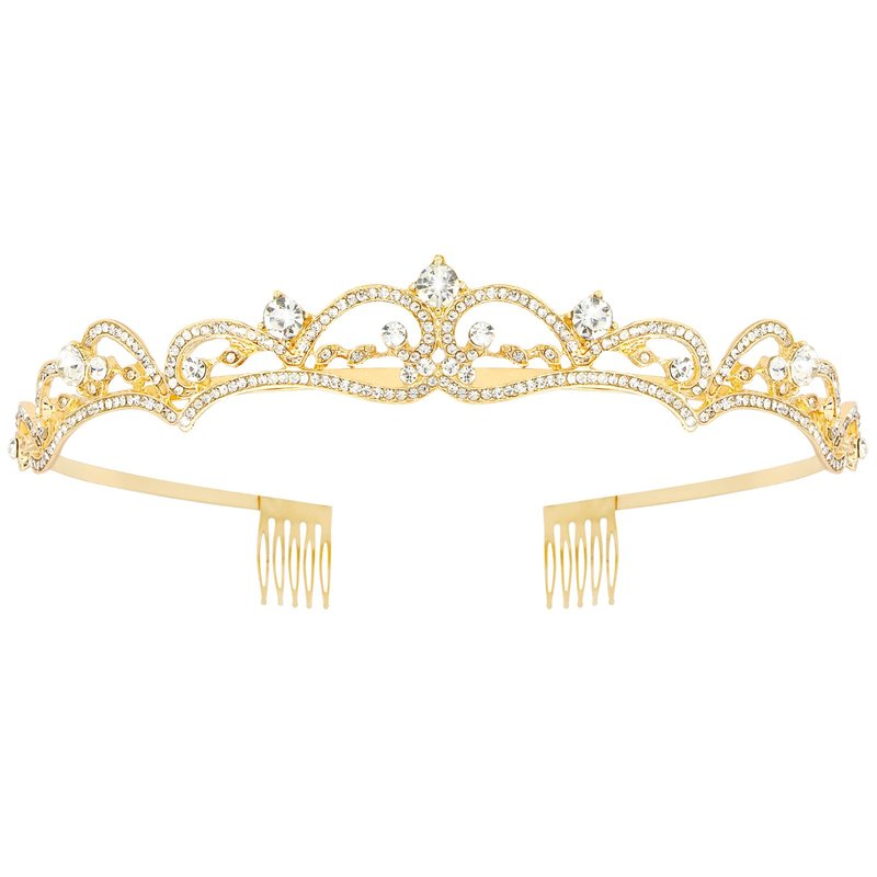 Vovii Gold Tiaras for Women, Gold Rhinestone Princess Crown Small Tiara for Women Halloween Costume Party Prom Bride Birthday