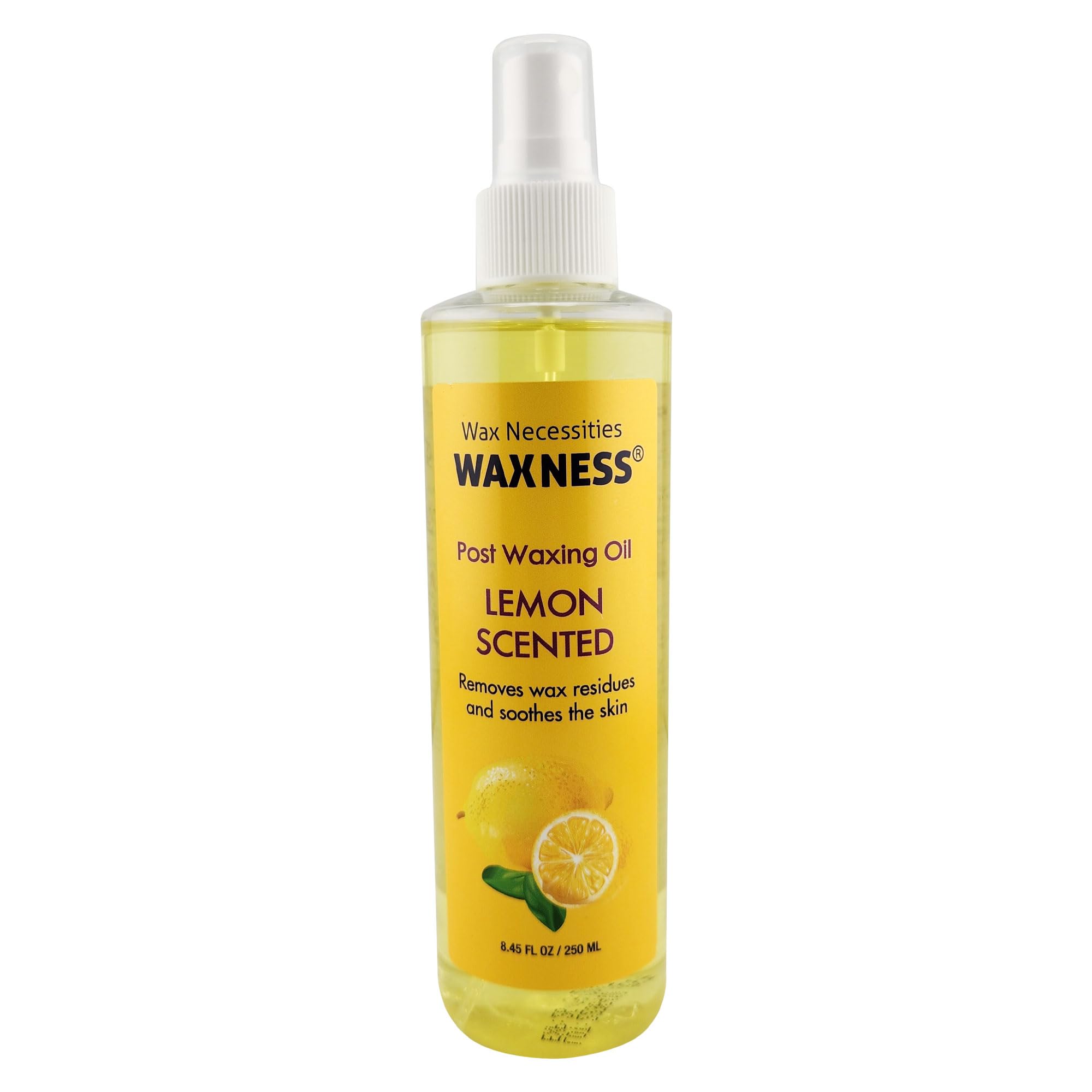 Waxness Post Waxing Oil Lemon Scented 8.45 oz (250 ml) – Removes Wax Residue, Moisturizing After Wax Oil for Smooth Skin – Made in Italy