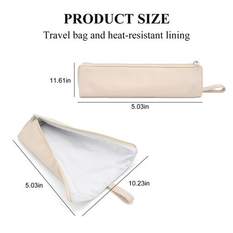 Boweike Hair Tools Travel Bag for T3 SinglePass Curl X, Heat Resistant Curling Iron Case for Bio Ionic, Hair Tool Organizer for Home and Travel (Apricot)