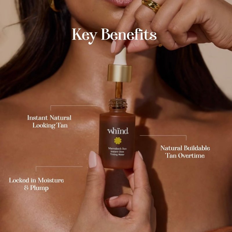 WHIND Marrakech Sun Instant Glow Face Tanner - Lightweight, Streak-Free Bronzing Drops - 1oz / 30ml
