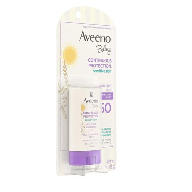 Aveeno Baby Mineral Sunscreen Stick - SPF 50 Protection for Sensitive Skin | Travel Size, 0.47 oz