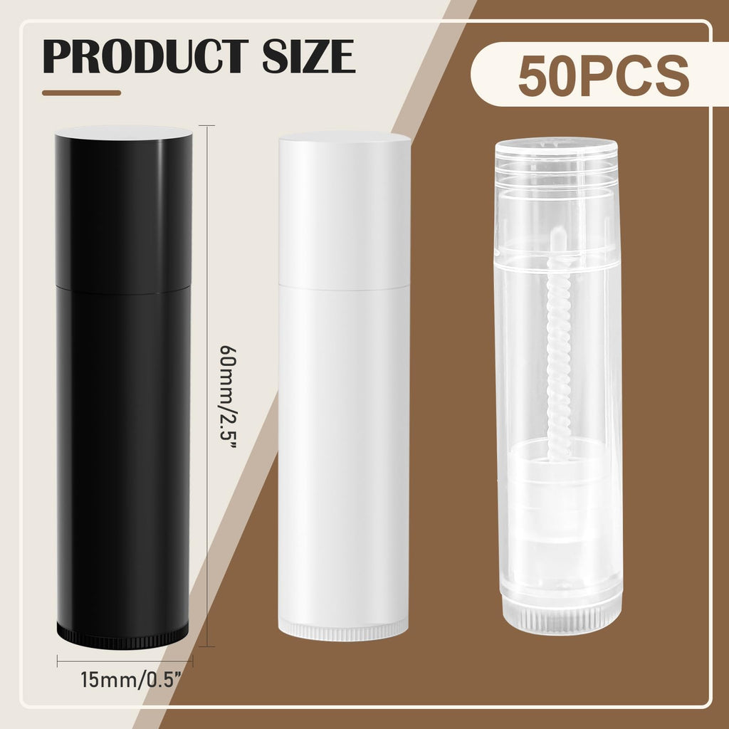 Zenihol BPA Free Empty Lip Balm Tubes Bulk, 50 Count with Leak-proof Caps (White, 50Pcs)