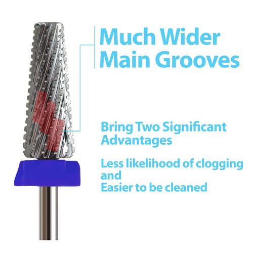 Nail Drill Bits, 5-in-1 Tungsten Carbide 3/32'' Professional Bit, Anti-Clogging Cut Design, 16mm Long Head For E-File, Removes Acrylic Hard & Soft Gel, Left or Right Hand Use, Medium