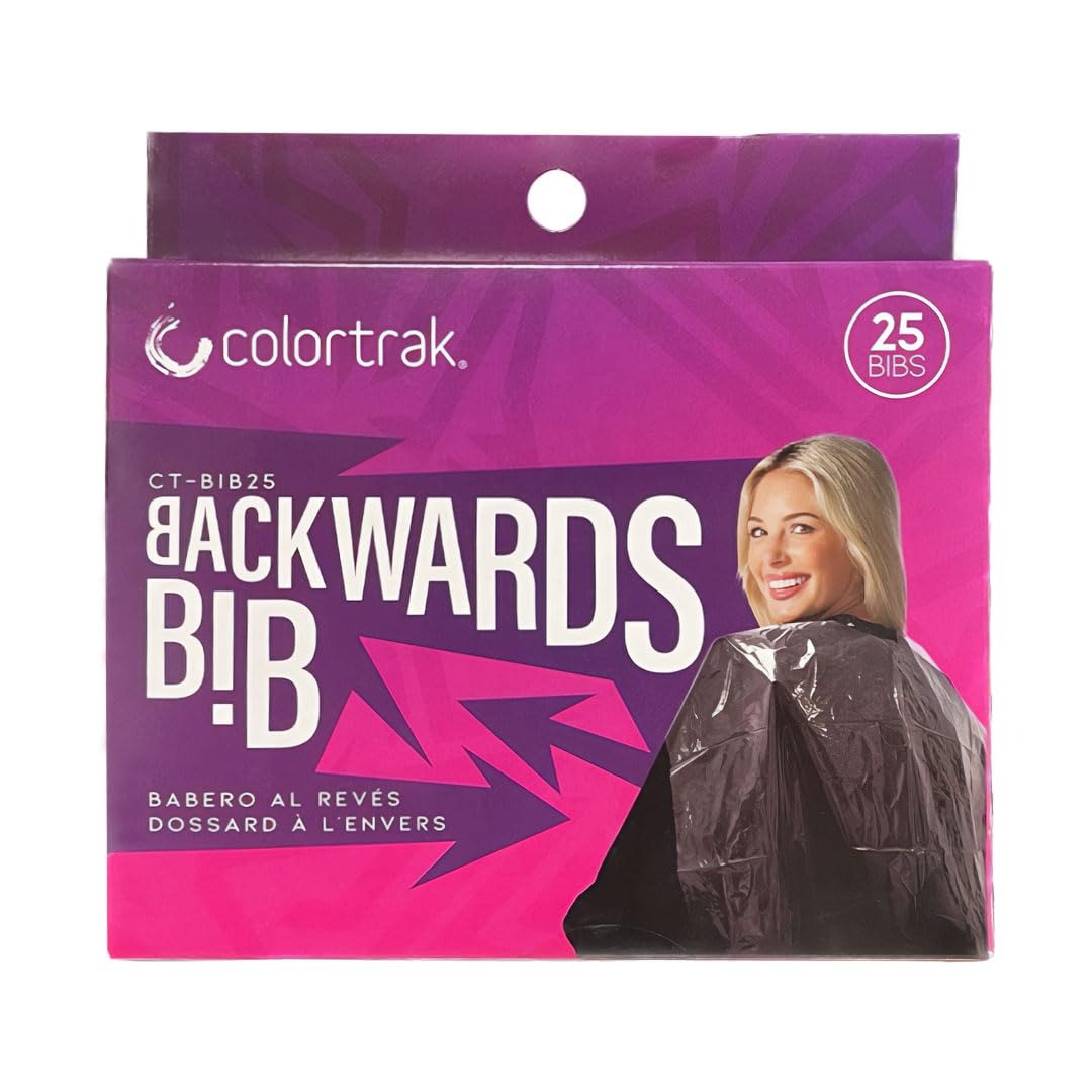 Betty Dain Colortrak Backwards Bib, Disposable Waterproof Salon/Barber Cape for Hair Cutting and Dyeing Protects Clients, Capes and Salon Chairs, 24 x 38 Inches - Includes 25 Bibs