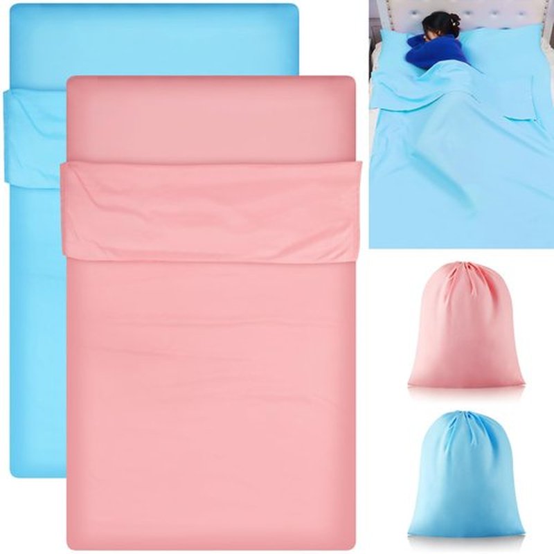 Irenare 2 Pcs Tanning Sleep Sack Lightweight Breathable Tanning Body Self Tanners Sleeping Sac Protect Sheets from Dark Tanner for Bed Travel Sleeping Bag(Pink, Blue)