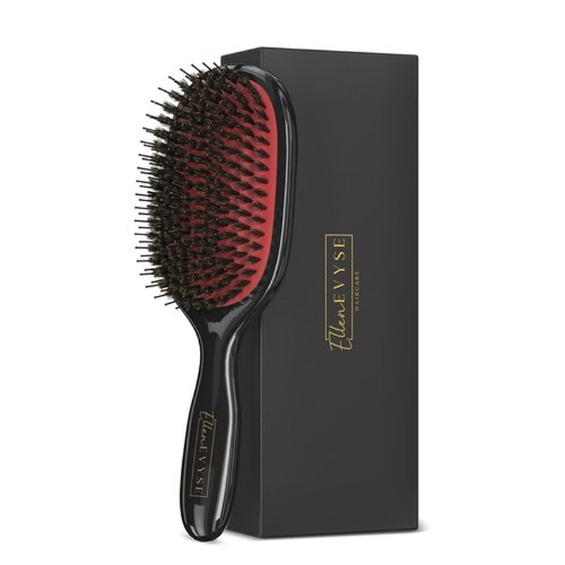 Ellen Evyse Boar Bristle Hair Brush, Nylon Pins and Soft Boar Bristles for Smoothing, Detangling, Reducing Breakage and Enhancing Shine, Hairbrush for Women,Men