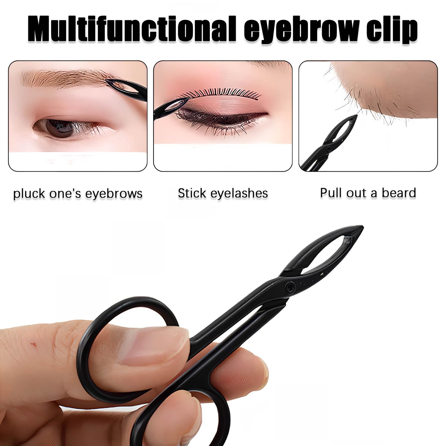 Scissor Tweezers,Stainless Steel Tweezers with Handles for Women and Men Facial Hair (Black)