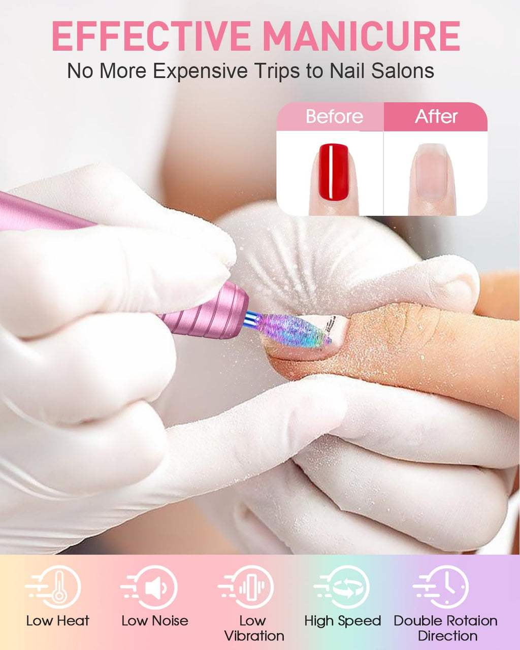 Electric Nail Drill 20000RPM Portable Nail File Nail for Acrylic Gel Nail