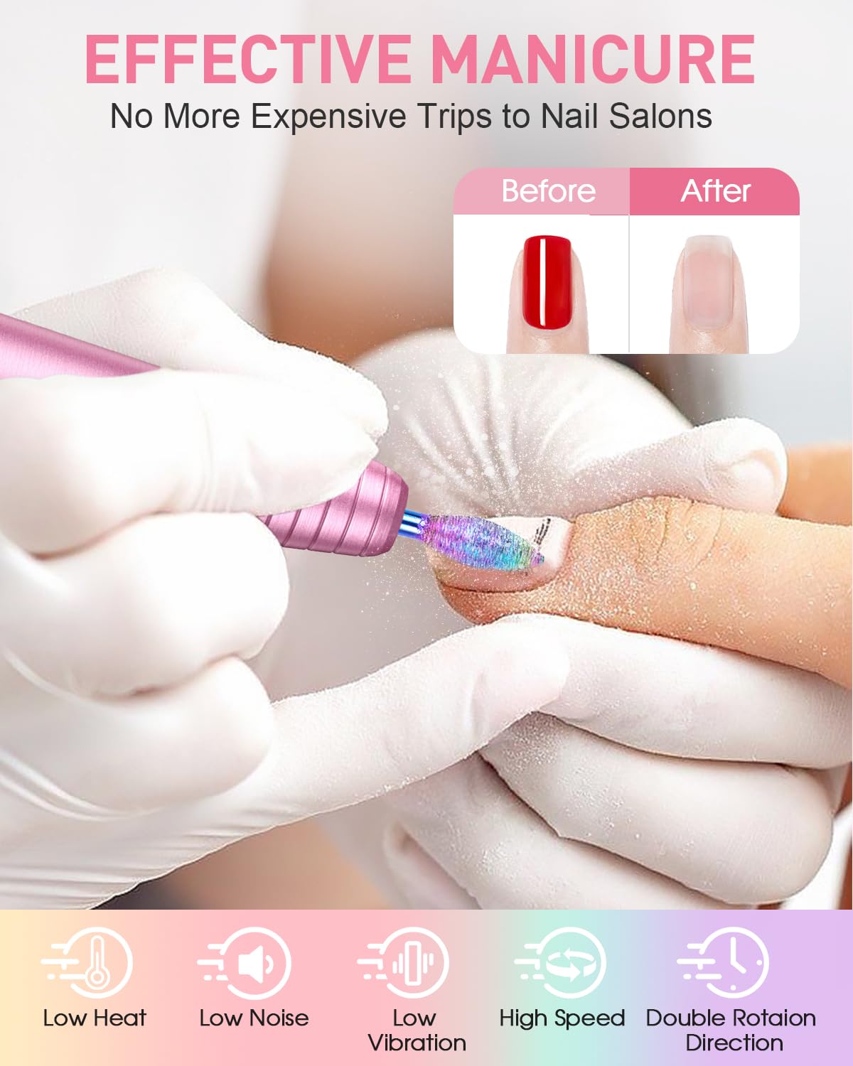 Electric Nail Drill 20000RPM Portable Nail File Nail for Acrylic Gel Nail