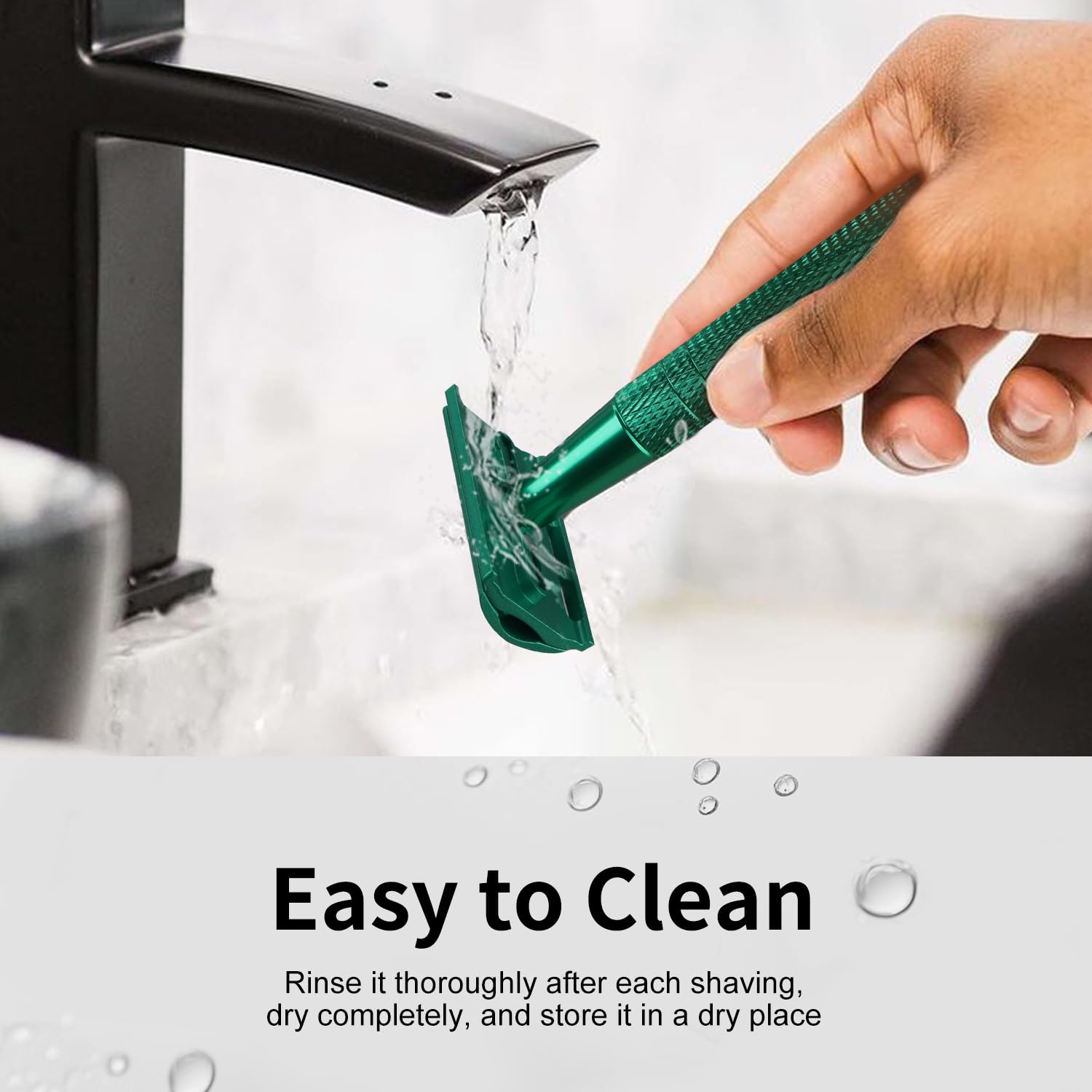 Green Safety Razors for Men and Women, Reusable Metal Single Blade Razor