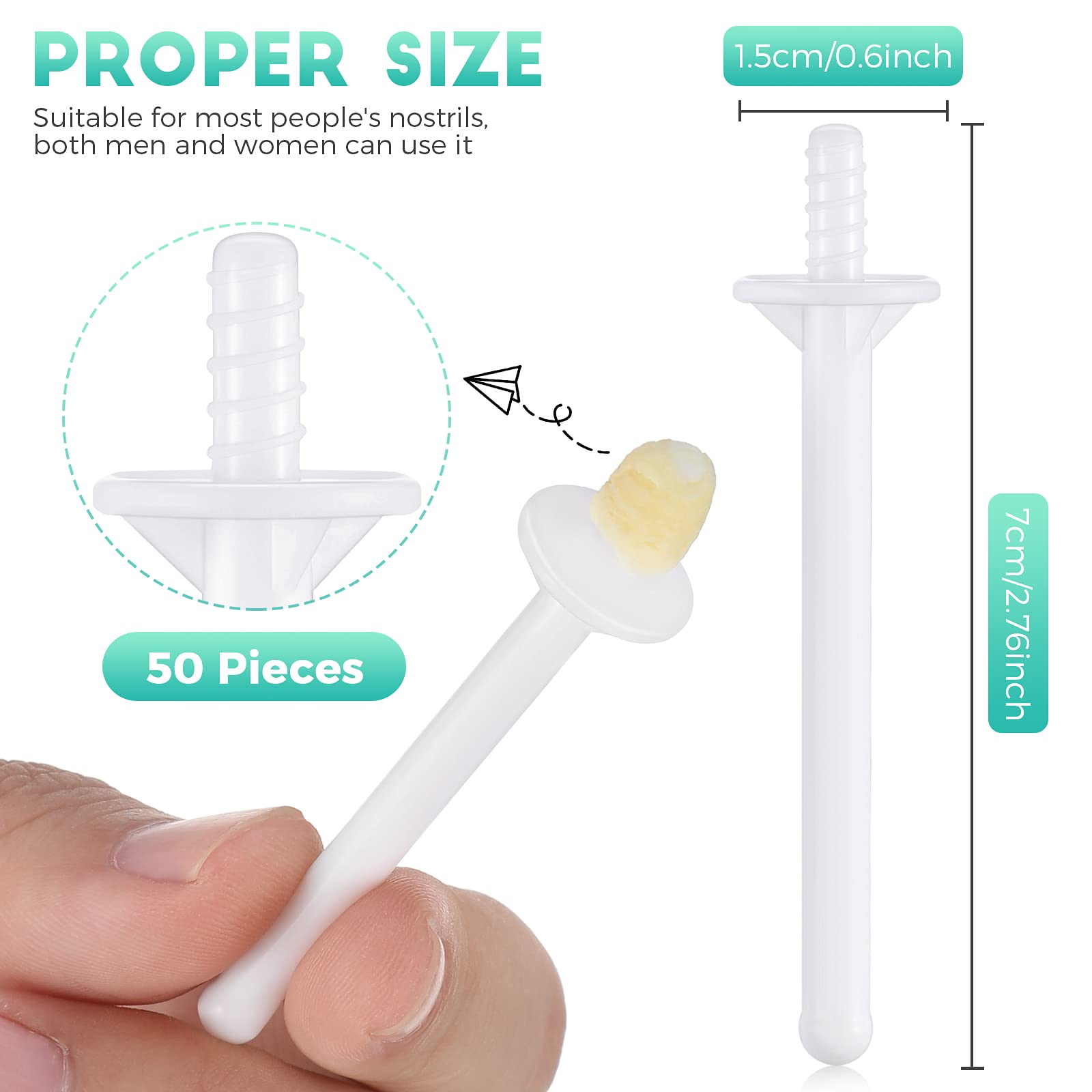 50 Pieces Nose Wax Sticks Applicators Plastic Wax Rod Wand Strips Nostril Cleaning Removal for Men Women Cleaning Nostrils Nasal and Removing Hair
