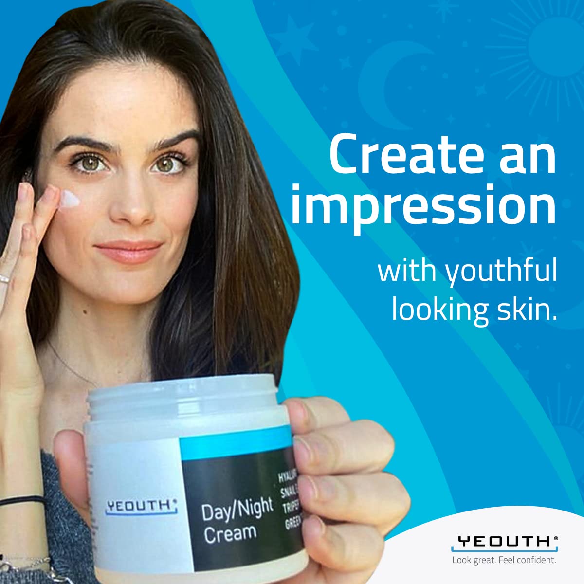 YEOUTH Day Night Face Cream with Hyaluronic Acid, Snail Mucin and Tripeptides, Fragrance Free Facial Cream, Hydrating Face Moisturizer for Dry Skin, 4 oz