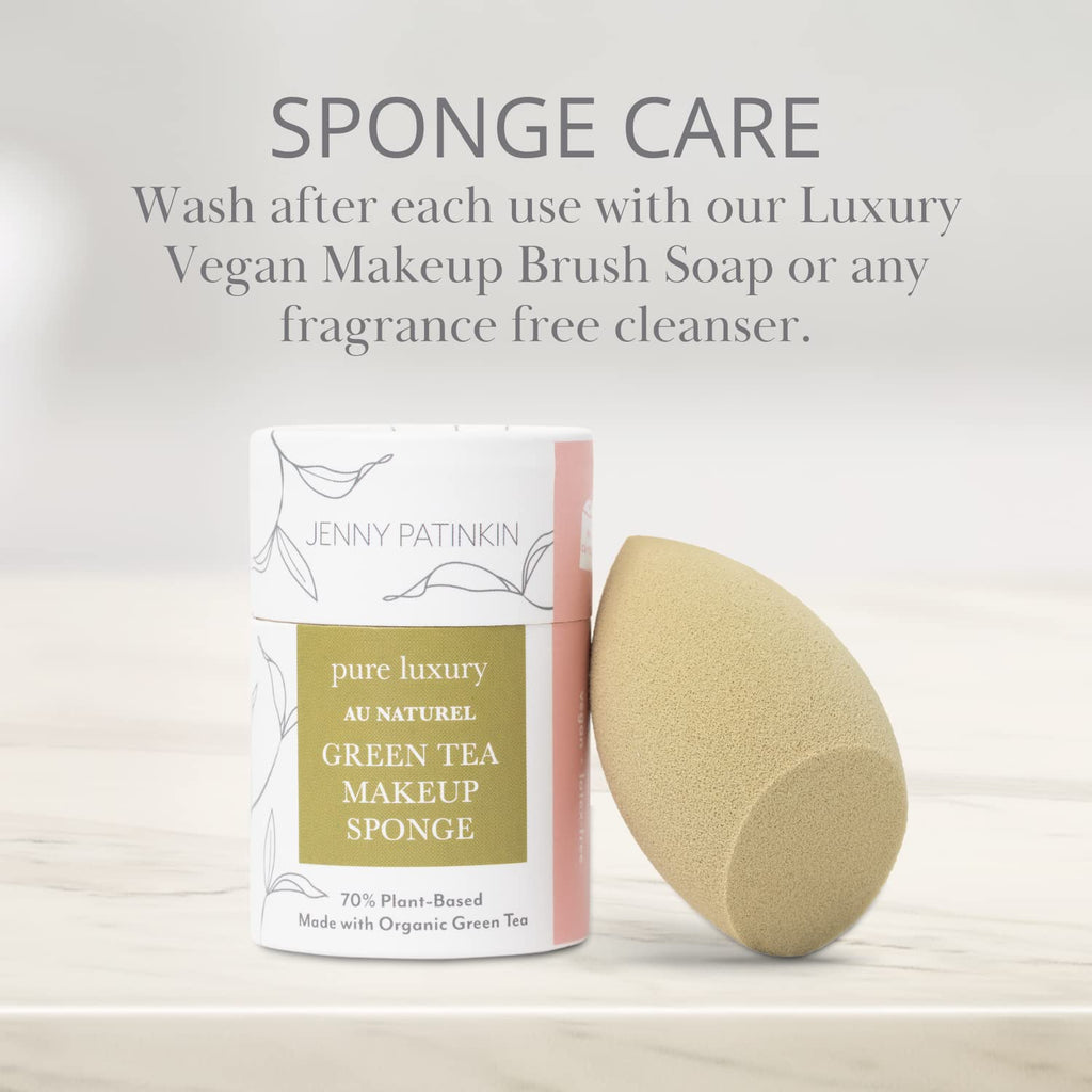 Jenny Patinkin Pure Luxury Au Naturel Green Tea Makeup Sponge - Beauty Blender & Sponge for Flawless Face Makeup Blending - Organic & Soft Beauty Blender Surface
