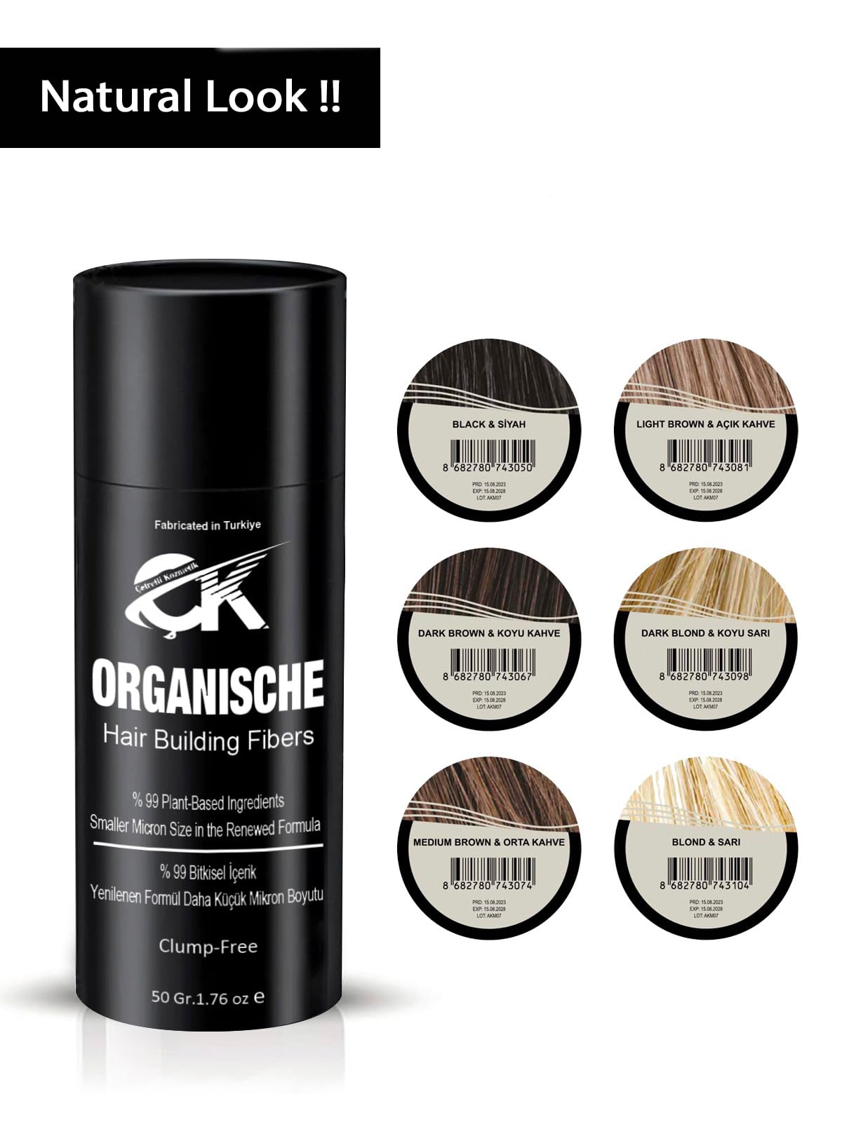 200g (4 x 50g) Organische Hair Building Fibers, Fill In Fine or Thinning Hair Instantly Thicker, Fuller Looking Hair 6 Shades for Men & Women (Dark Blonde)