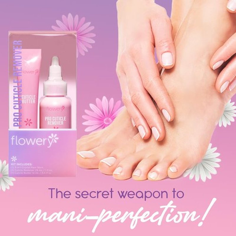 Flowery Pro Cuticle Kit, with Cuticle Butter and Pro Cuticle Remover, 2-Piece Set, 1-Pack