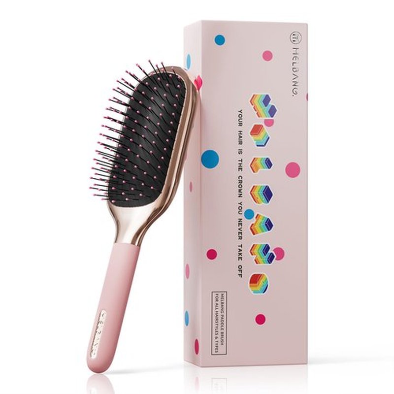 MELBANG Detangling Hair Brush for Thin & Damaged Hair - Paddle Brush with Soft Cushion Bristles for Wet & Dry Use, Smoothing & Pain-Free Detangling (Pink)